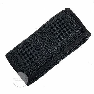 Vintage Clutch Bag Black Woven Straw Maas Brothers Made In Italy Retro